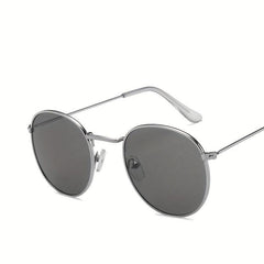 Round Metal Sunglasses Mirror Lens UV400