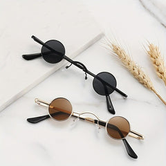 Round Frame Sunglasses Tinted Lens Metal Vintage Eyewear UV400