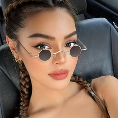Round Frame Sunglasses Tinted Lens Metal Vintage Eyewear UV400
