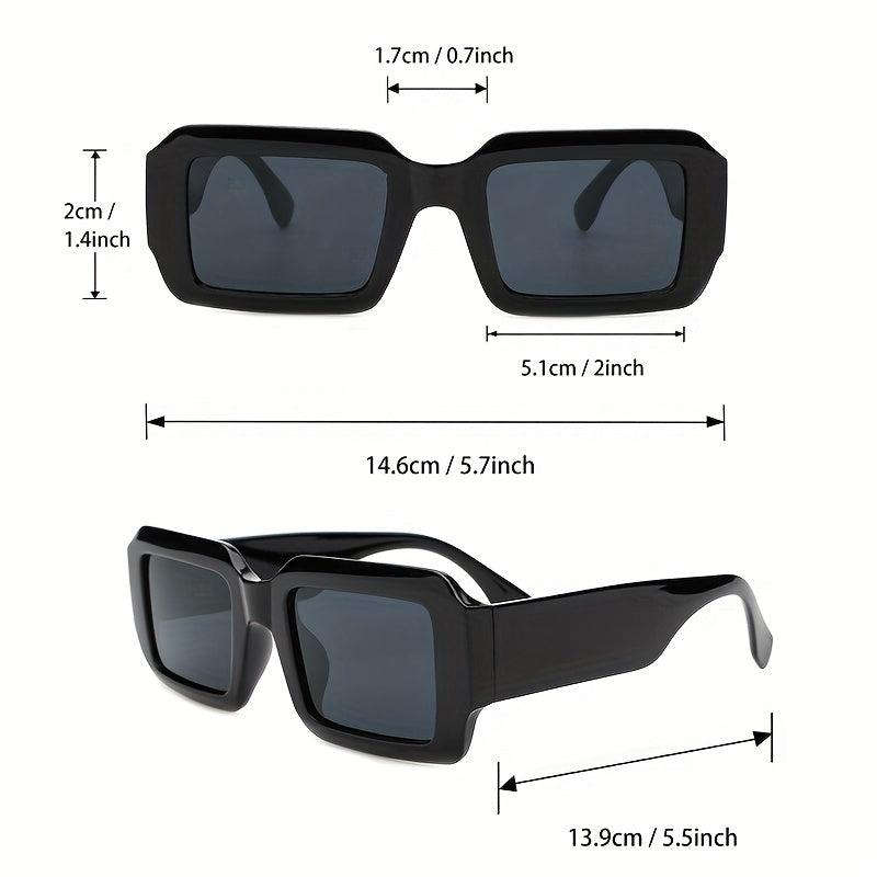 Y2K Rectangle Frame Sunglasses for Women Men Hip Hop Anti Glare Glasses