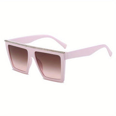 Y2K Large Square Sunglasses Rhinestone Anti Glare Glasses UV400