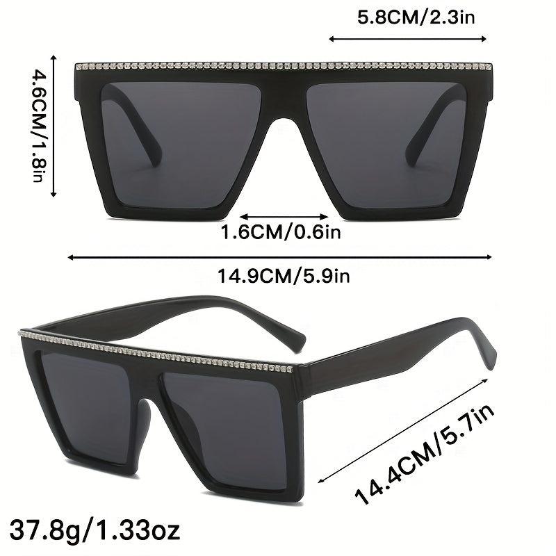 Y2K Large Square Sunglasses Rhinestone Anti Glare Glasses UV400