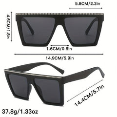Y2K Large Square Sunglasses Rhinestone Anti Glare Glasses UV400