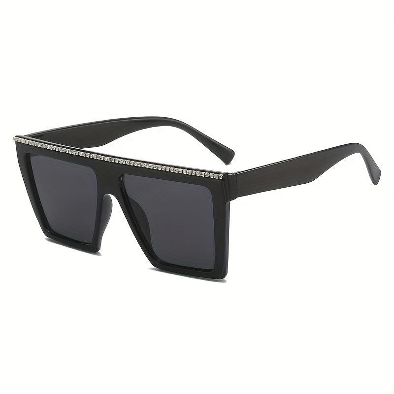 Y2K Large Square Sunglasses Rhinestone Anti Glare Glasses UV400