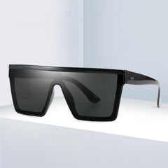 Flat Top One piece Sunglasses Large Mirror Lens UV400