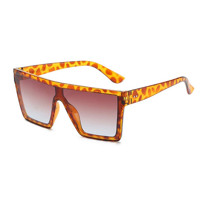 Flat Top One piece Sunglasses Large Mirror Lens UV400