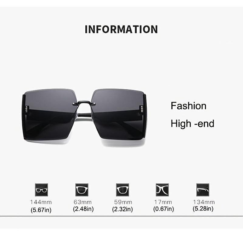 Oversized Rimless Square Sunglasses Gradient Shades UV400 Protection