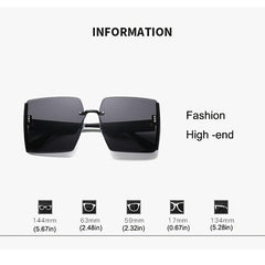 Oversized Rimless Square Sunglasses Gradient Shades UV400 Protection