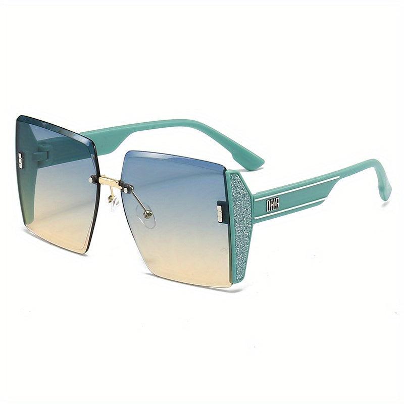 Oversized Rimless Square Sunglasses Gradient Shades UV400 Protection