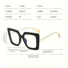 Cat Eye Clear Lens Glasses For Women Men Large Block Frame Anti Light Glasses