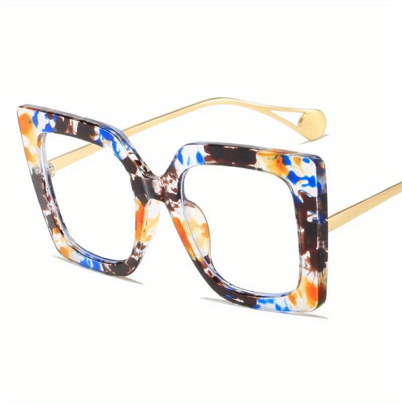 Cat Eye Clear Lens Glasses For Women Men Large Block Frame Anti Light Glasses