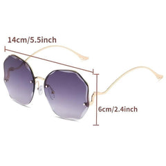 Oversized Polygon Sunglasses Gradient Shades Metal Temple Eyewear for Women
