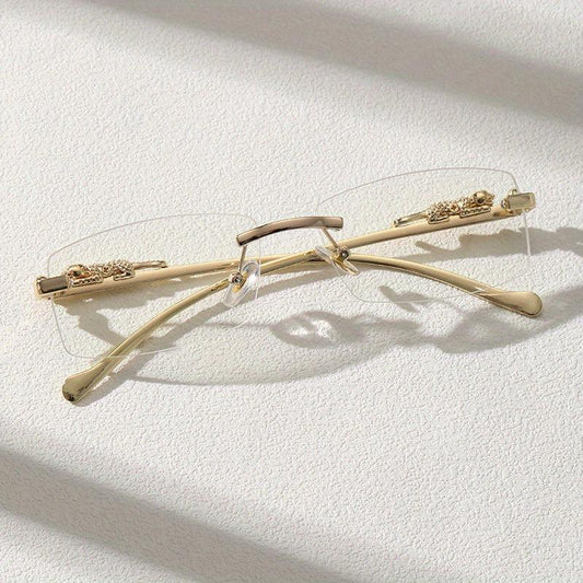 Rimless Square Frame Glasses Thin Temple Eyewear