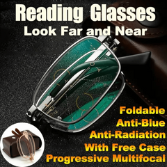 Foldable Reading Glasses Anti Light 1.0-4.0 Reading Glasses Women Men Case