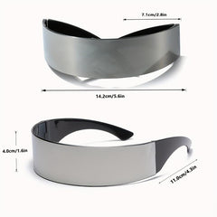 Y2K Rimless Sunglasses Cyberpunk Wide Temple Eyewear UV400