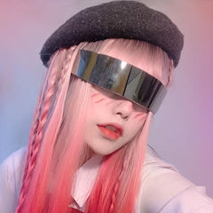 Y2K Rimless Sunglasses Cyberpunk Wide Temple Eyewear UV400