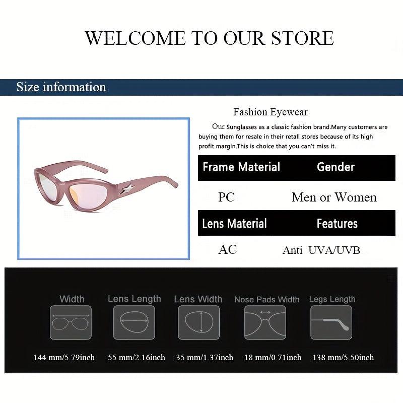 Y2K Wrap Around Sunglasses Cyberpunk Star Mirror Lens Glasses UV400