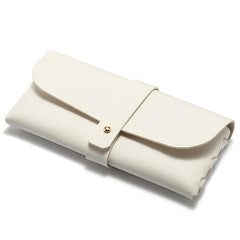 Faux Leather Eyeglass Case With Belt Button & Press Buckle