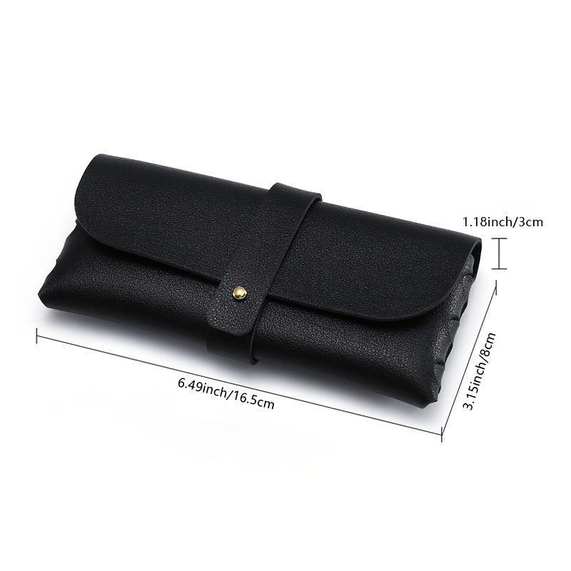 Faux Leather Eyeglass Case With Belt Button & Press Buckle