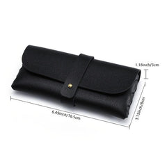Faux Leather Eyeglass Case With Belt Button & Press Buckle