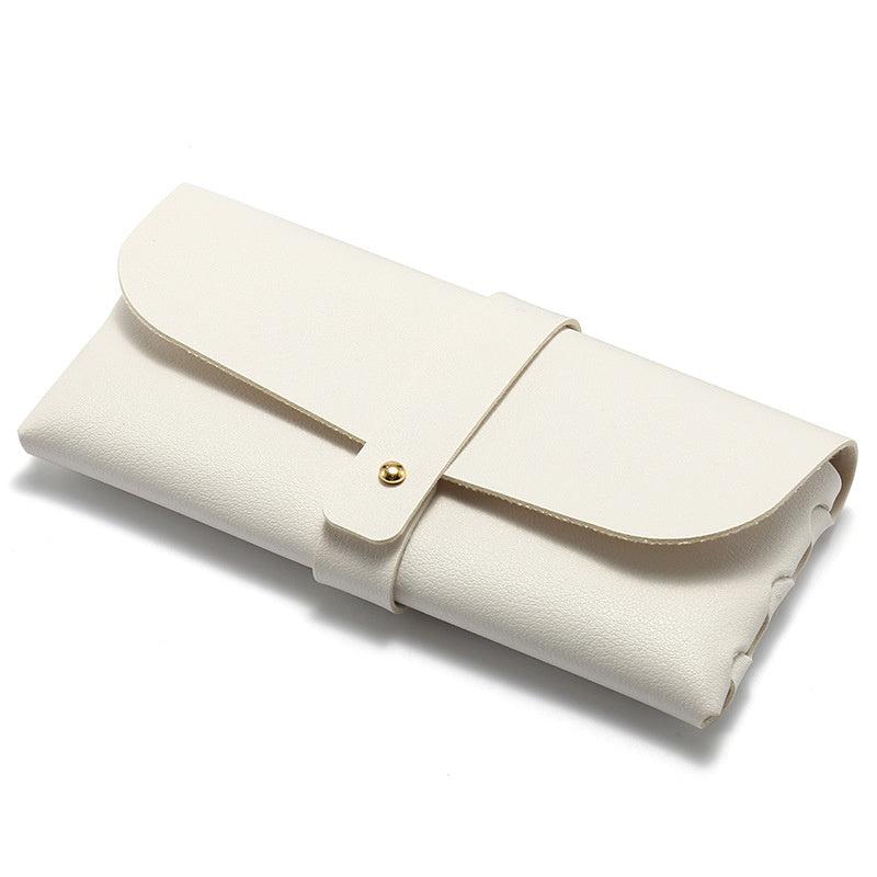 Faux Leather Eyeglass Case With Belt Button & Press Buckle
