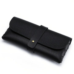 Faux Leather Eyeglass Case With Belt Button & Press Buckle