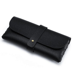 Faux Leather Eyeglass Case With Belt Button & Press Buckle