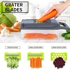 8-Blade Vegetable Chopper w/ Container for Slicing, Mincing, Cutting Onions