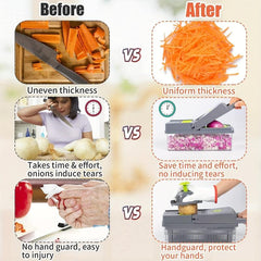 8-Blade Vegetable Chopper w/ Container for Slicing, Mincing, Cutting Onions
