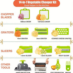 8-Blade Vegetable Chopper w/ Container for Slicing, Mincing, Cutting Onions