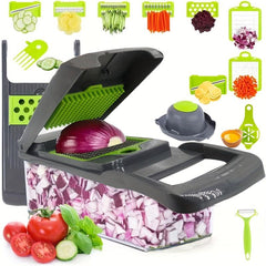 8-Blade Vegetable Chopper w/ Container for Slicing, Mincing, Cutting Onions
