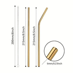 4pc Reusable Stainless Steel Straw & Brush Set with Bag