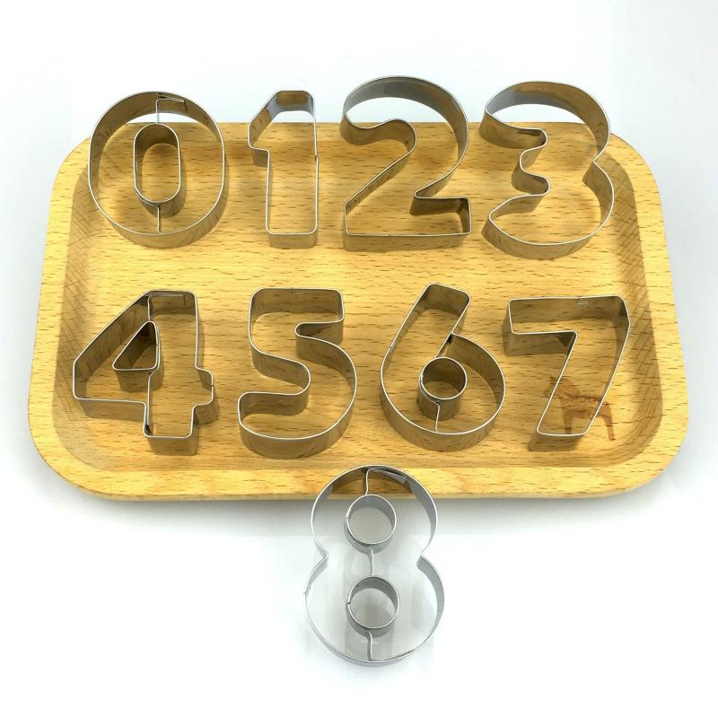 9pcs Numeral Cookie Cutters Biscuit Mold Chocolate Cake Decorating Molds