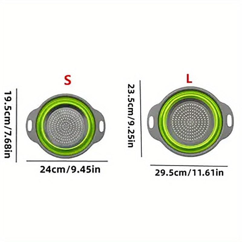 2pcs Foldable Silicone Colander Vegetable Washing Basket Strain