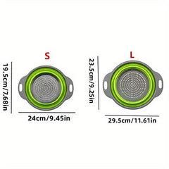 2pcs Foldable Silicone Colander Vegetable Washing Basket Strain