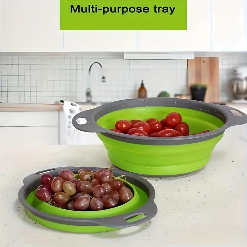 2pcs Foldable Silicone Colander Vegetable Washing Basket Strain