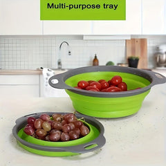 2pcs Foldable Silicone Colander Vegetable Washing Basket Strain