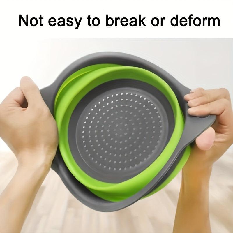 2pcs Foldable Silicone Colander Vegetable Washing Basket Strain