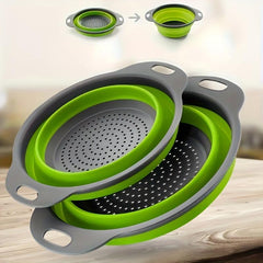 2pcs Foldable Silicone Colander Vegetable Washing Basket Strain