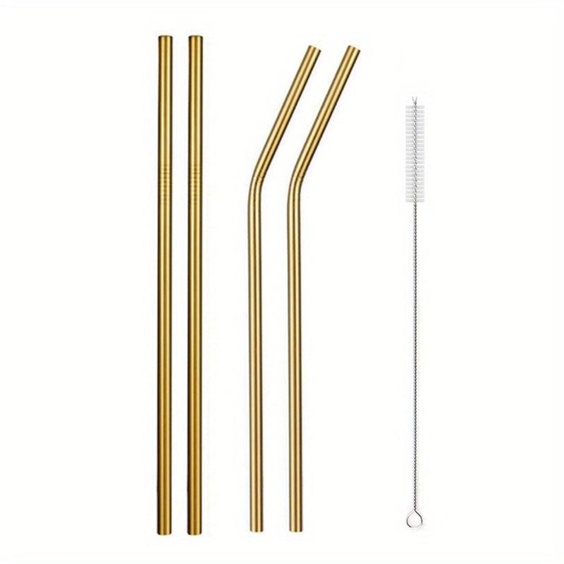 11pcs Rainbow Metal Straws Set w/ Cleaner Brush 304 Stainless Steel