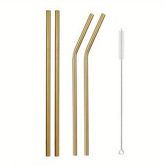 11pcs Rainbow Metal Straws Set w/ Cleaner Brush 304 Stainless Steel