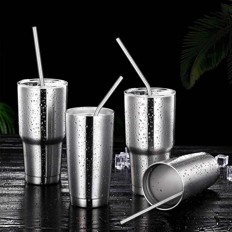 11pcs Rainbow Metal Straws Set w/ Cleaner Brush 304 Stainless Steel