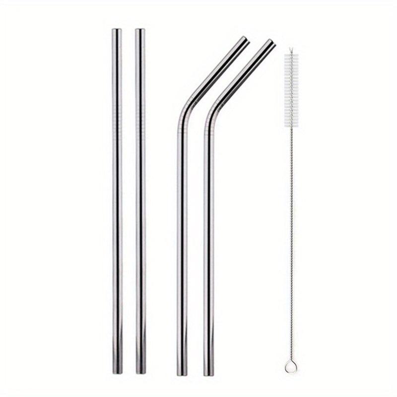 11pcs Rainbow Metal Straws Set w/ Cleaner Brush 304 Stainless Steel