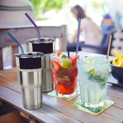11pcs Rainbow Metal Straws Set w/ Cleaner Brush 304 Stainless Steel