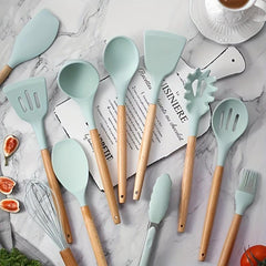 12pcs Non Stick Silicone Kitchen Utensil Set w/ Holder