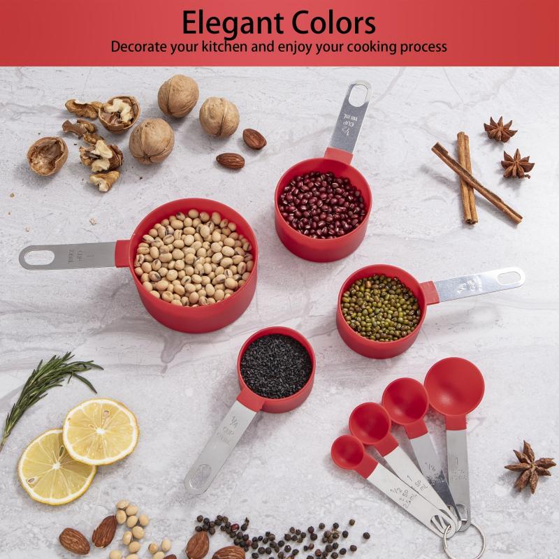 Stainless Steel Measuring Cups And Spoons Set - 10 Pieces