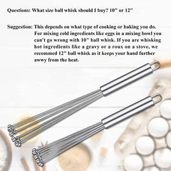 Stainless Steel Egg Whisk Manual Whisk Set for Cooking Mixing Beating
