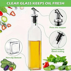 Glass Olive Vinegar Bottle 17oz 500ml With Funnel & Labels