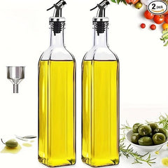 Glass Olive Vinegar Bottle 17oz 500ml With Funnel & Labels