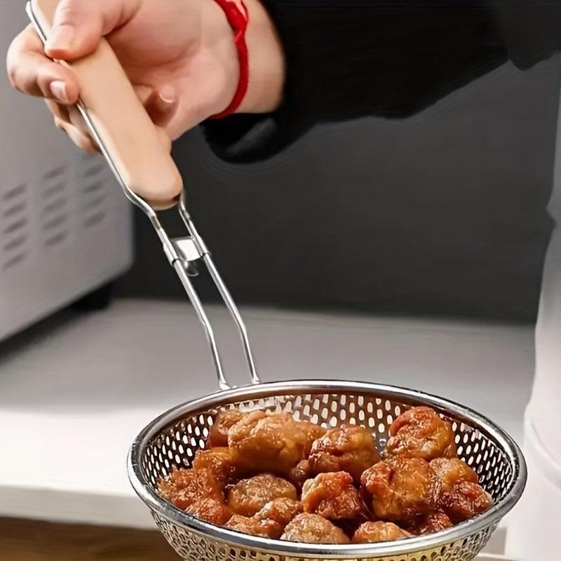 Stainless Steel Colander with Wooden Handle - Kitchen Essential